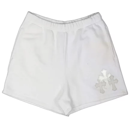 Chrome Hearts White Leather Patch Cross Sweat Shorts